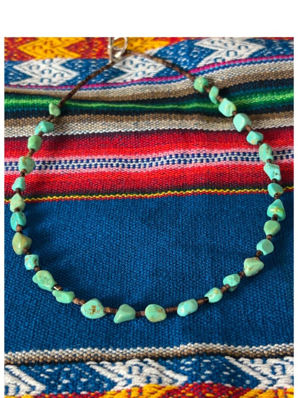 19" Turquoise Nugget & Shell Bead Necklace New and Handmade - Picture 6 of 14